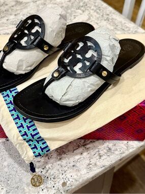 Tory Burch Miller Thong Sandals with Gold Studs